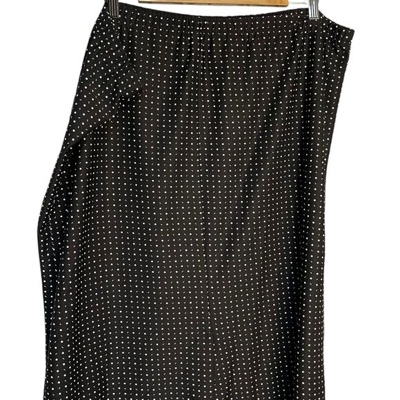 VTG Just 4 INC Knee Length Skirt Women's 22 Black Polka Dot Academia Preppy Slit - Picture 3 of 10